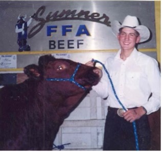 Chad showing his Pinzgauer Heifer. 1995. Valentine's love story.