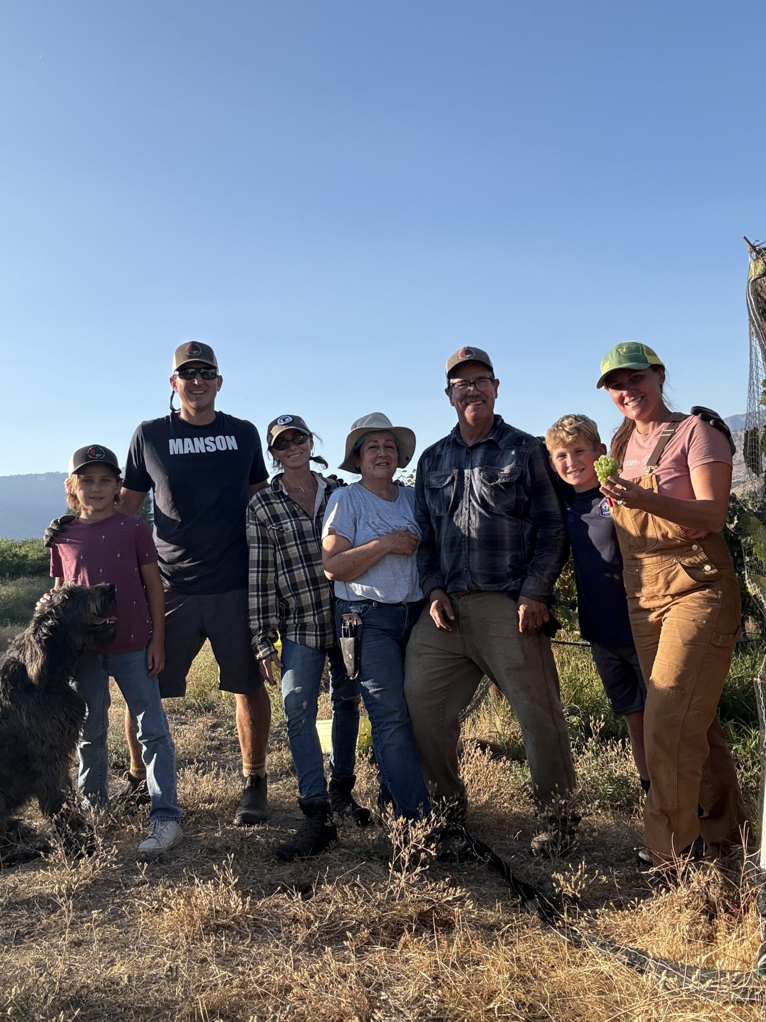 A happy and exhausted group after a day of picking our Estate Chardonnay.