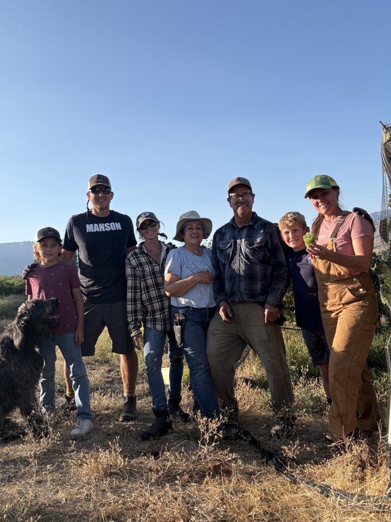 A happy and exhausted group after a day of picking our Estate Chardonnay.